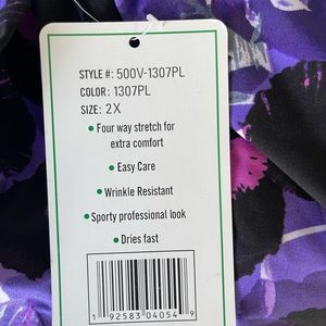 Scrubs shirt, 2XL perfect conditions, new. Purple flower pattern.